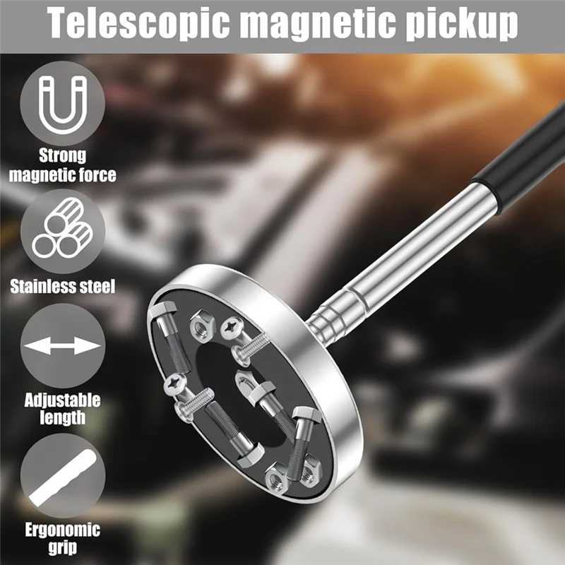 A93E-35LB 마그네틱 스위퍼 텔레스코픽 픽업 도구 나사 부품 파인더 접이식 핸들 8.3 To33 인치 픽업 네일 스크류