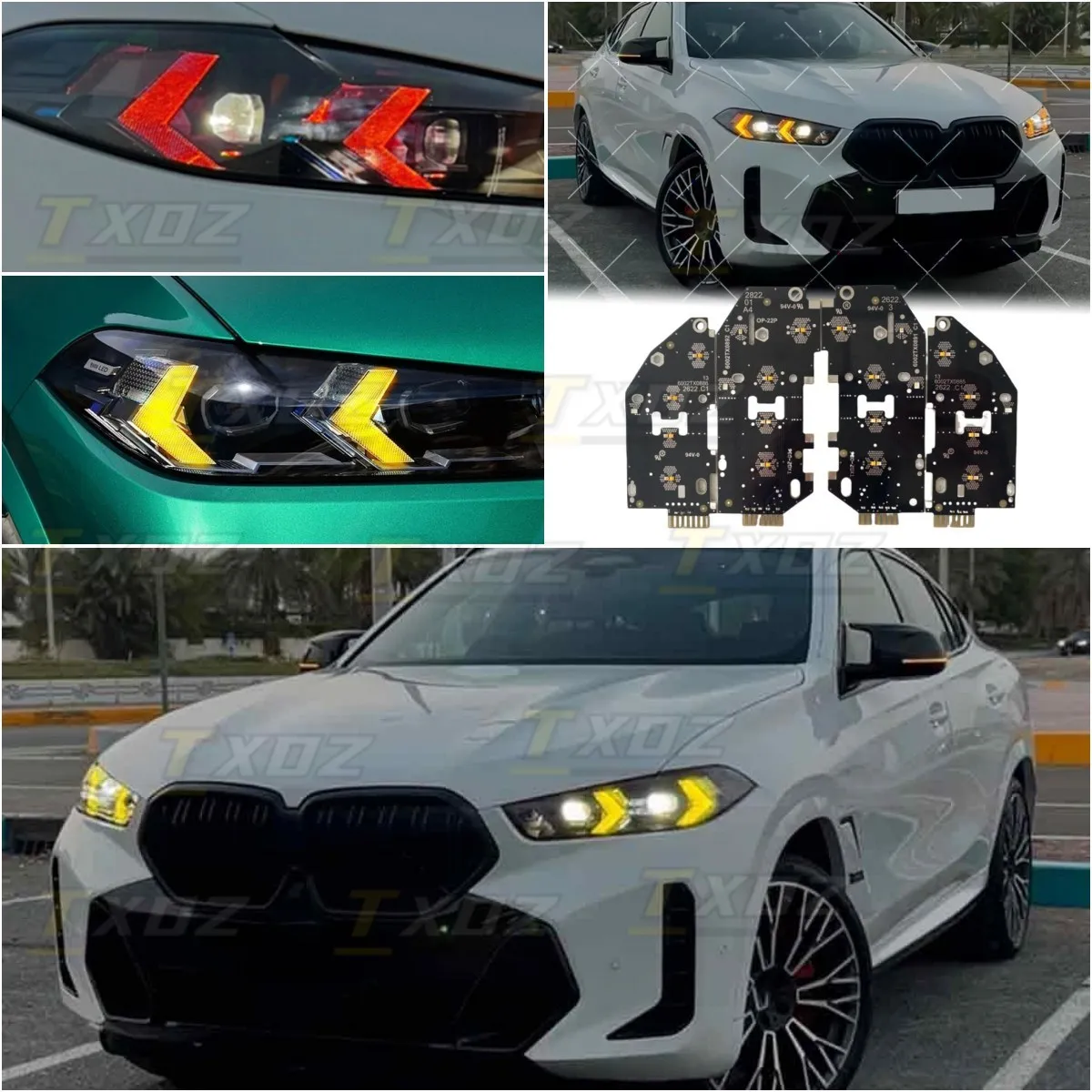 

Светодиодные платы Non-RGB Angel Eyes DRL для 2024 2025 BMW X5 X6 G05 G06 LCI 30dx 30ix 40dx 40i 40ix 50ex m60ix Желтый Янтарный DRL Красный