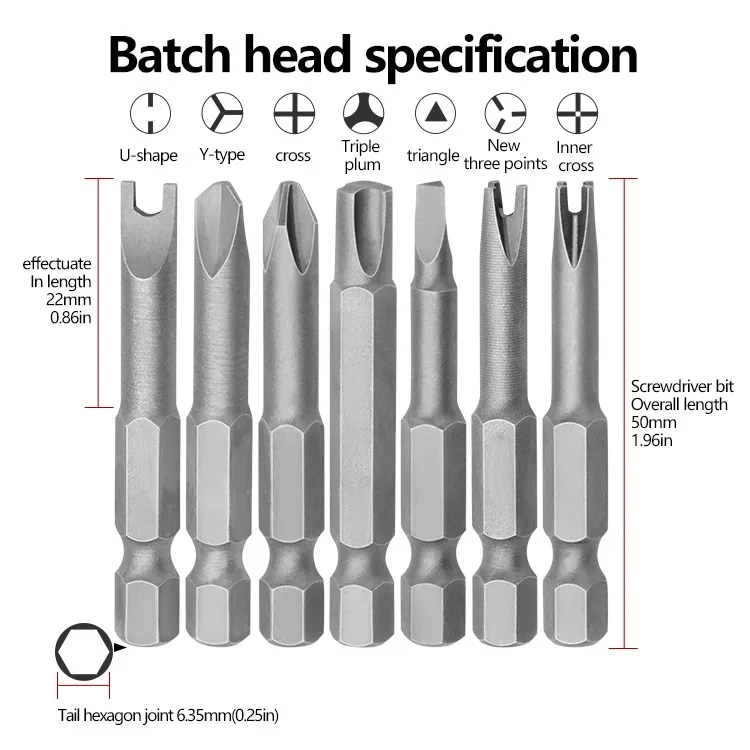 4-13-teiliges speziell geformtes Schraubendreher-Set, 50 mm, U-förmiges Y-Typ, dreieckiges inneres Pflaumentyp, Kreuz, drei Punkte, Schraubendreher-Bit-Werkzeuge – Detail 5