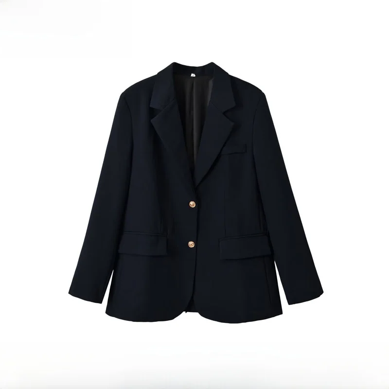 Early Autumn New Fashion Simple Versatile Casual Two Button Loose Suit Women's Short Outerwear Polyester Fiber Long Sleeve