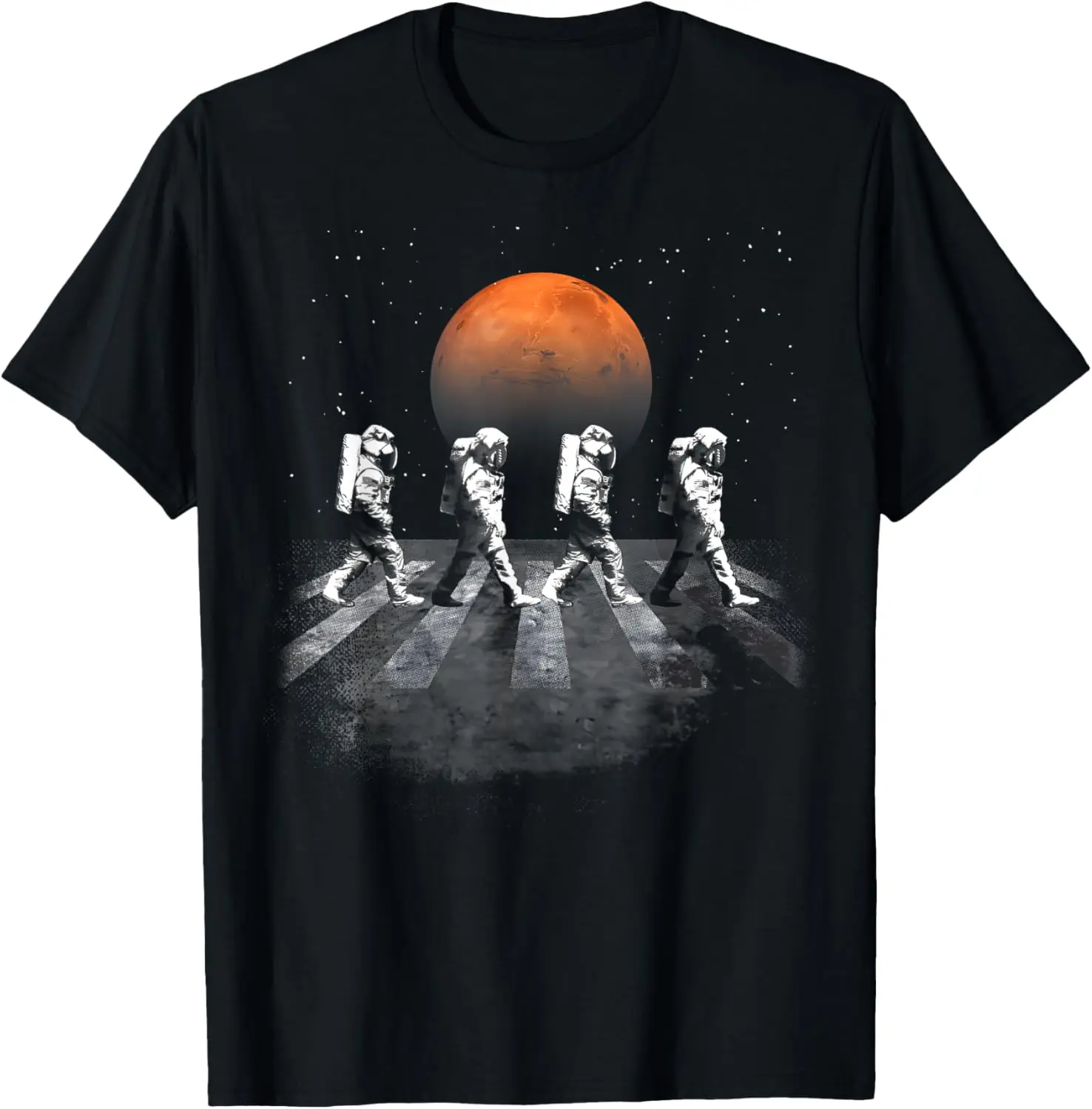 

Astronauts Walking On Mars Abbey Road Parody Graphic Tee Men Women Cotton T-Shirt