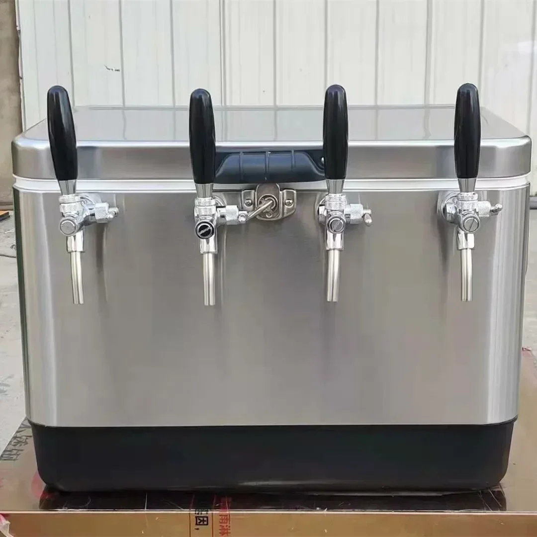 HomeBrew Draft Beer Jockey Box Stainless Steel Coil Chiller With 4 Faucets For Outdoor Draft Beer Dispenser