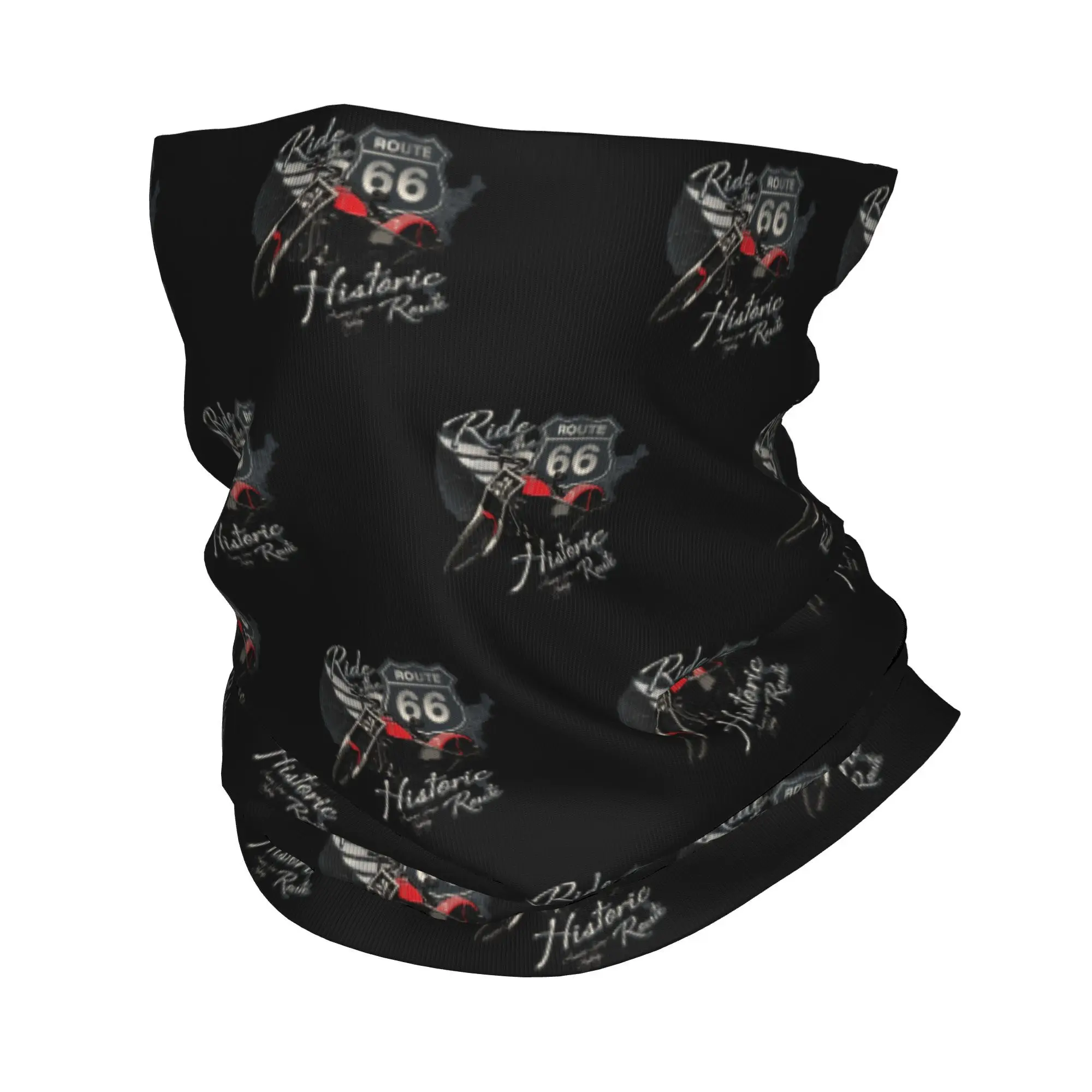 Custom Travel Motorcycle Ride Route 66 Neck Gaiter Men Women UV Face Shield Winter US Numbered Highways Bandana Scarf for Hiking