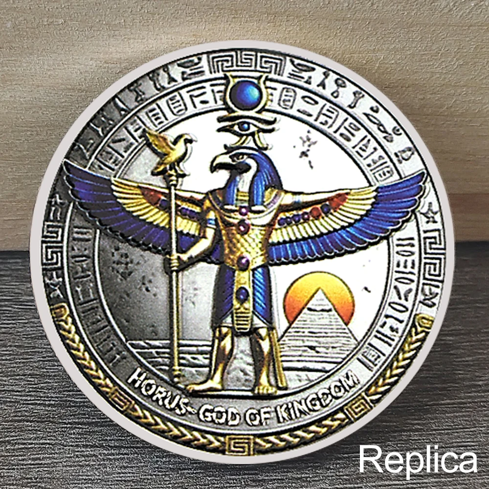Egyptian Mythology Coin, Eye of Horus Amulet Medal, Ancient Egypt Pharaoh Souvenir Challenge Coin, History Collector Gift