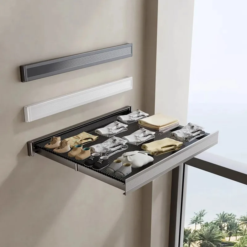 

Foldable Wall Mounted Hat & Clothes Rack - Space Saving Organizer with Hooks for Bathroom, Balcony and Entryway