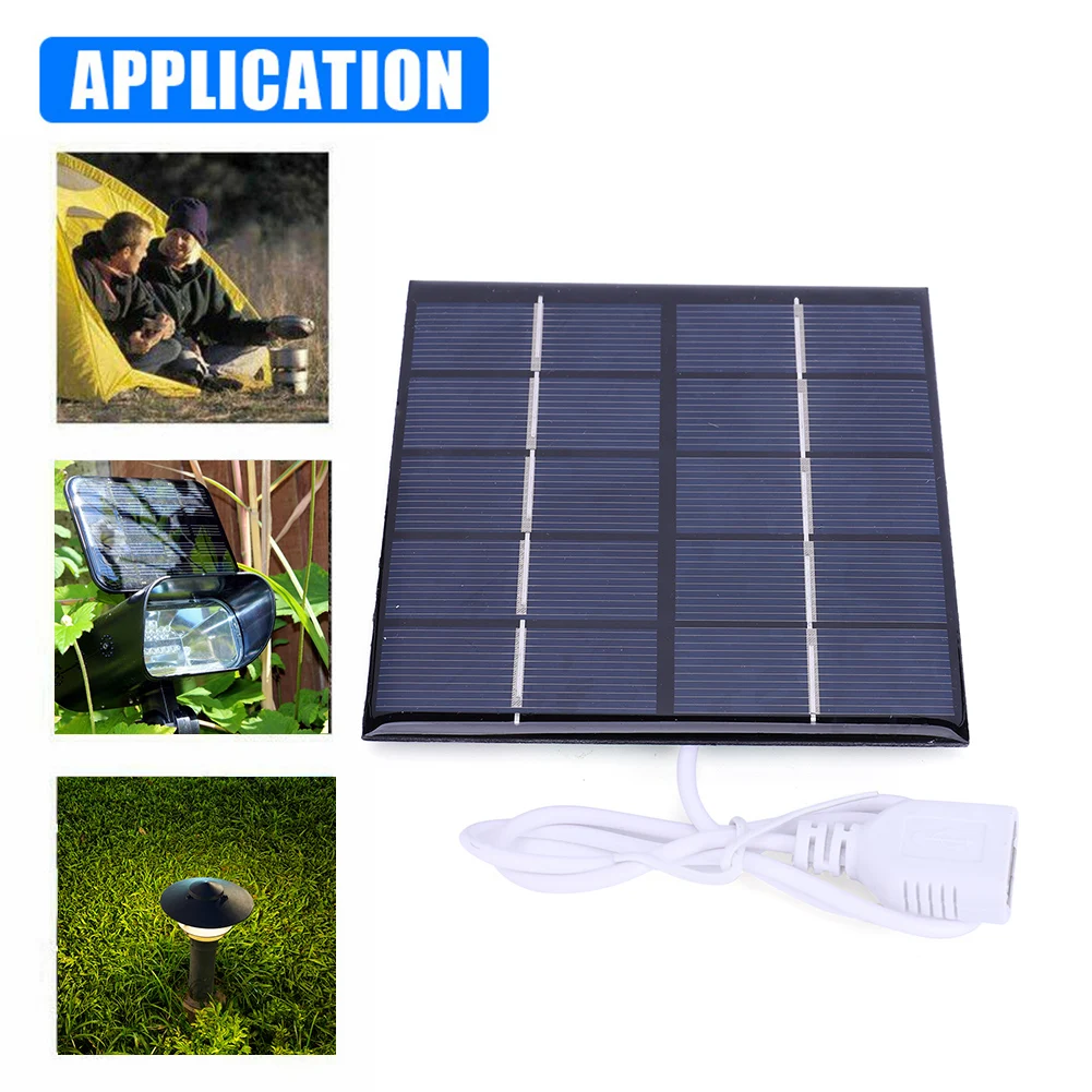 1.2W Solar Panel Charger USB Output Polycrystalline Solar Panel Mobile Power Supply Courtyard Lighting for Charger 3.7 Batteries