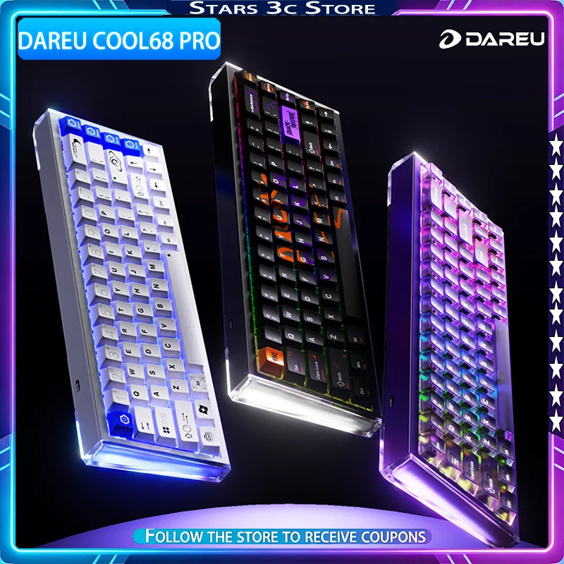 Dareu COOL68 PRO Hall Effect Keyboard Ball Catch Quick-release Structure Aluminum Alloy 0.01mmRT 8K Low Latency Gaming Keyboard