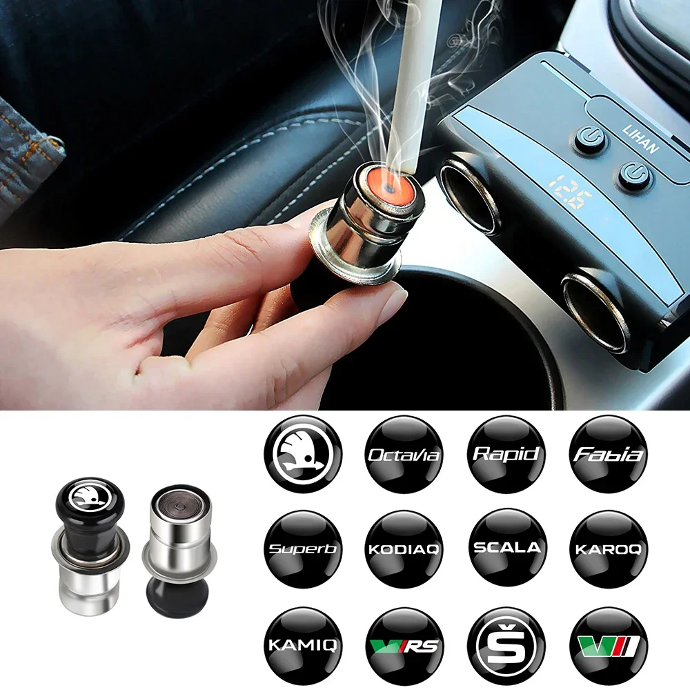 

Car Windproof Flameless Cigarette Lighter Power Socket Plug Cigar Lighter For Skoda Octavia Rapid Kodiaq Karoq Superb Fabia VII