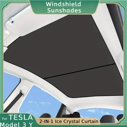 Sunroof Skylight For Tesla Model 3 Highland Y 2021-2023 Split Buckle Sunshade Sun Shades Glass Roof Front Rear Blind Shading Net