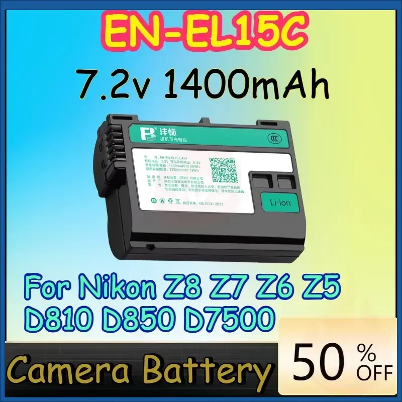 EN-EL15C 7.2V 1400mAh High-Quality Battery for Nikon Z8 Z7 Z6 Z5 D810 D850 D7500 Camera Battery EN-EL15