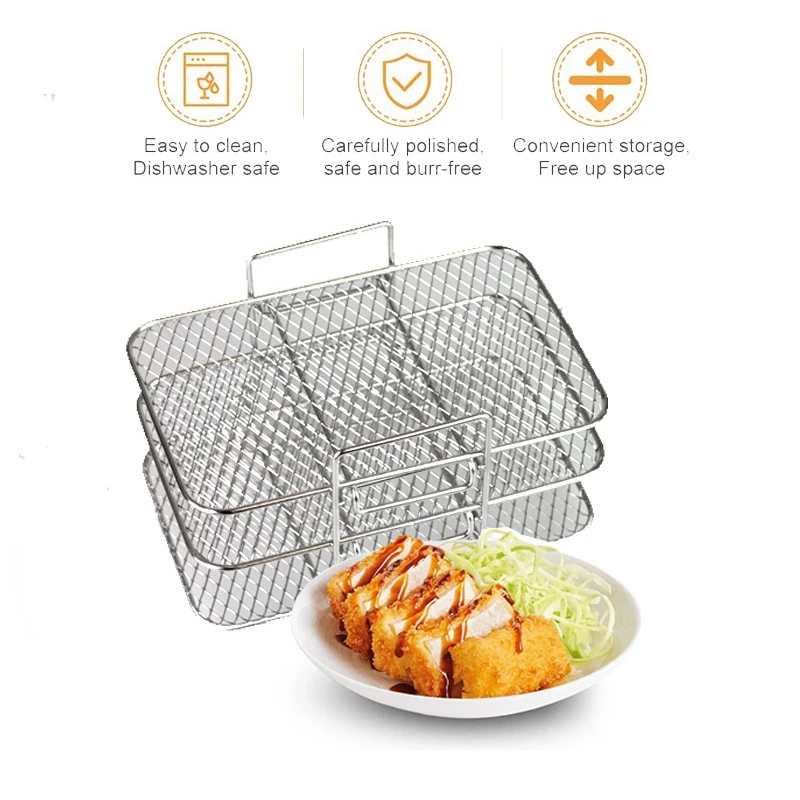 Air Fryer Rack Stainless Steel Air Fryer Rack 3-Layers For NINJA DZ201 DZ401 Air Fryer Kitchen Tool