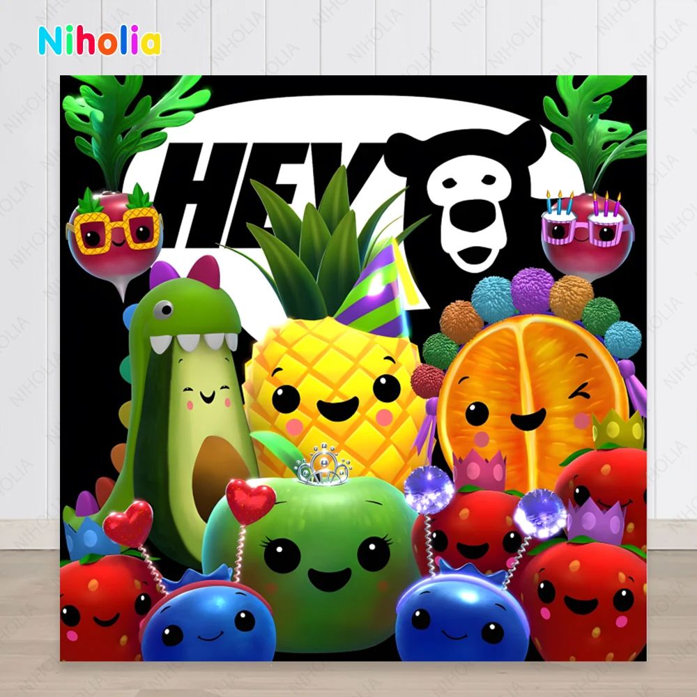 NIHOLIA Hey Bear – arrière-plan de photographie de Fruits sensoriels, banderole de décor en vinyle Polyester pour anniversaire personnalisé