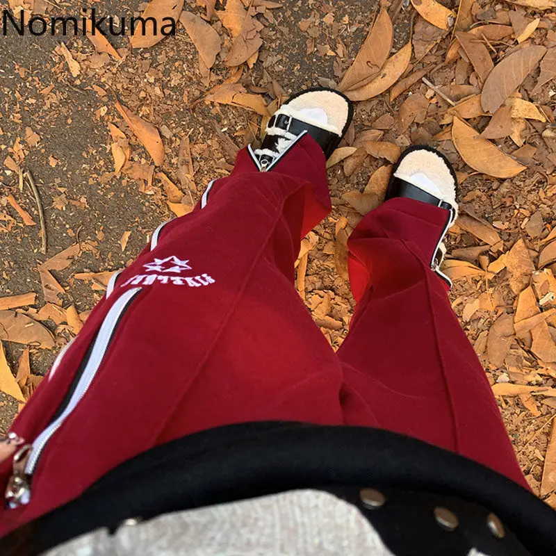 Streetwear spodnie swobodny szyk spodnie Y2k dla kobiet 2023 nowe spodnie bluza na zamek Harajuku proste Pantalon Femme