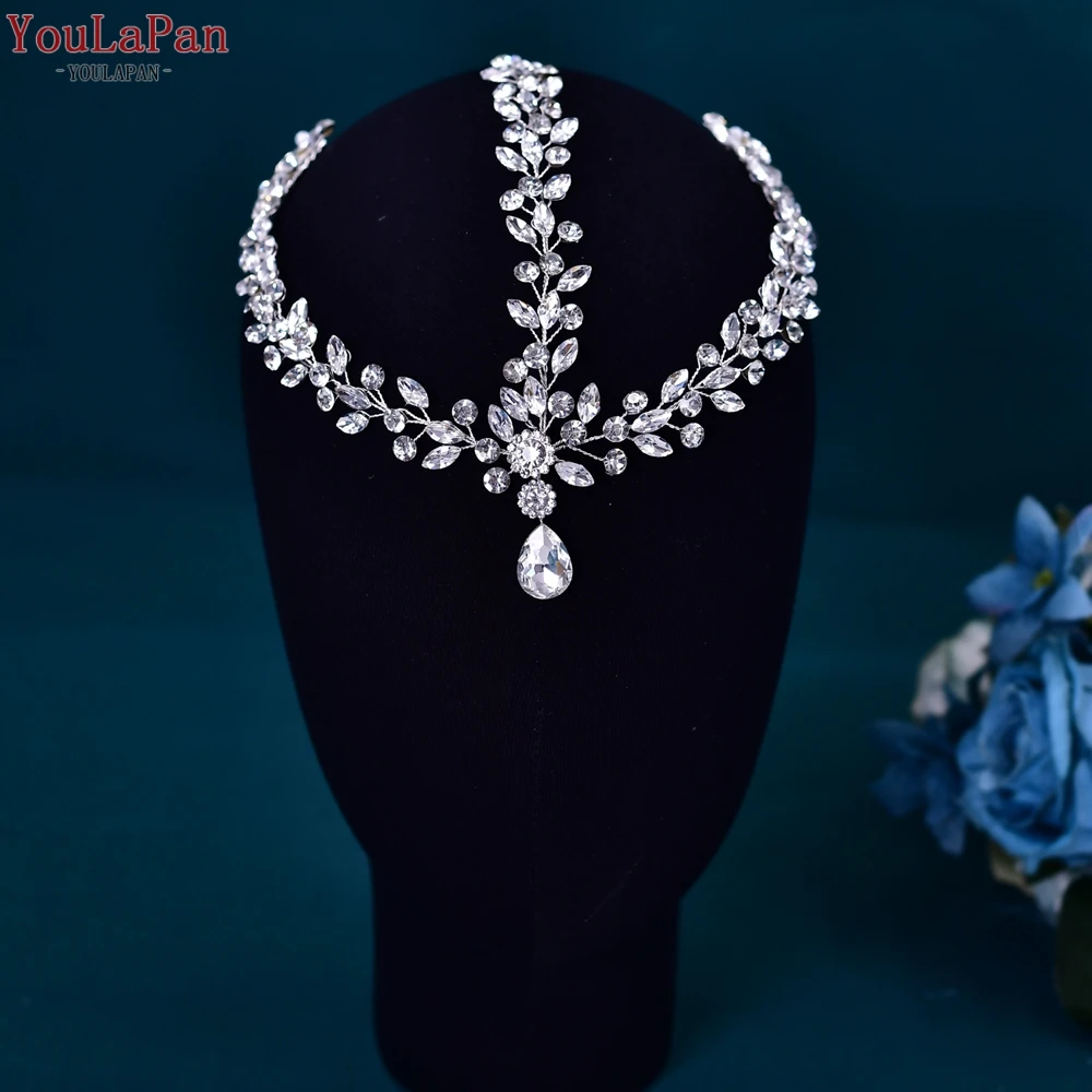 YouLaPan Fashion Bridal Headband Rhinestone Headpiece Bride Forehead Head Chain Wedding Hair Accessories Woman Headdress HP541