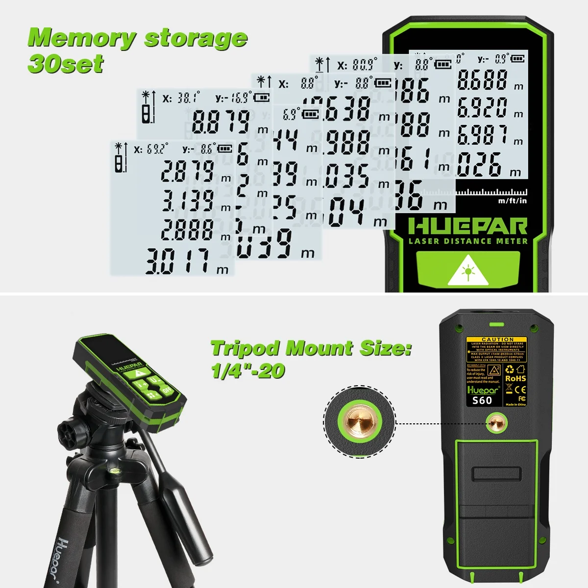 Distanziometro Laser Huepar 120M pagoda elettronica LCD telemetro Laser digitale Trena Metro nastro di misurazione righello strumenti di prova