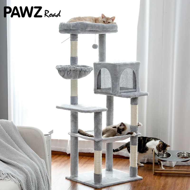 Luxury Cat Tree Condo Indoor Natural Scratching Posts for Climbing Multi-Level Tower Kitten Cat House rascador gato arbre à chat