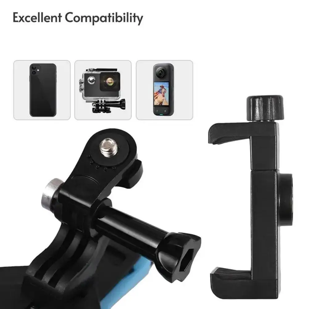 Motorcycle Helmet Chin Strap Mount Holder With Phone Clip Compatible For GoPro Hero 5/6/7 Action Sport Camera Full Face Holder