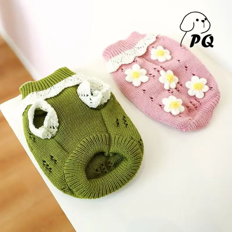 

Новый осенне-зимний теплый и удобный свитер для собак, одежда для домашних животных, одежда для кошек, свитер с цветами, милая ткань, приятная для кожи, мода