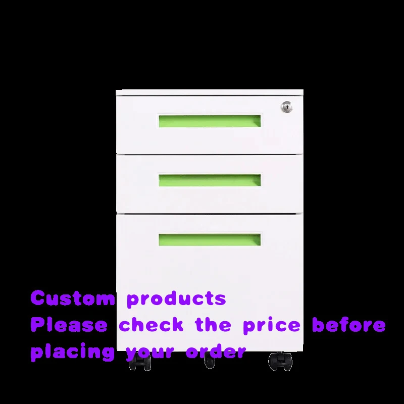 custom.Sleek Steel Mobile File Cabinet with Recessed Handle and 3 Drawers Office or Home Use