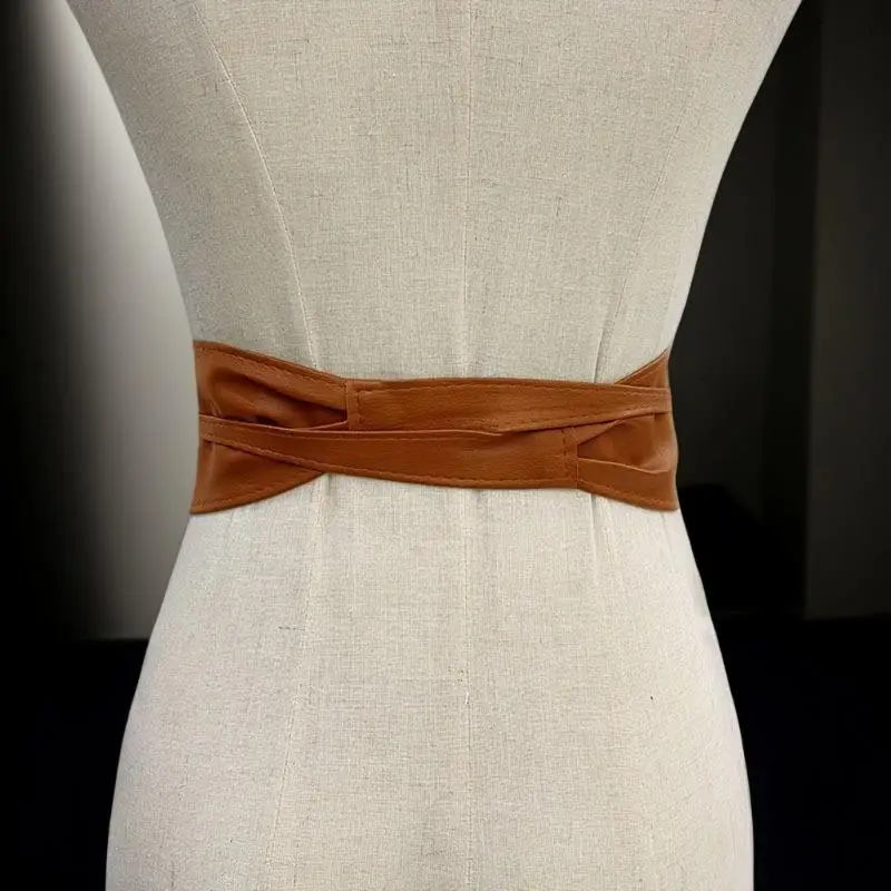 Length 115cm/240cm Bowknot Simple Wrap Luxury Wide Waist Band Leather Belt Corset Waistband Ladies Dress Cummerband