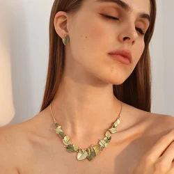 MeiceM 2023 Leaf Necklaces Statement  Neck Jewelry Fashion New Designer Silver Color Chain Choker Necklace for Women Mom Party