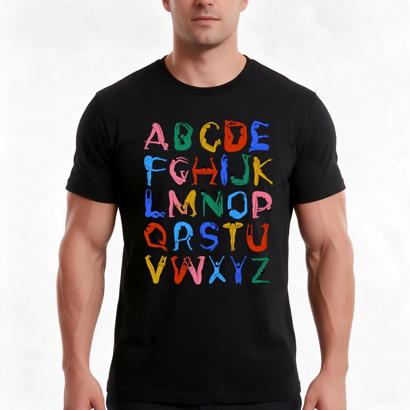 Bodies Alphabet 2 T-Shirt Summer Casual Cotton Tee Oversized Streetwear Tops Vintage Graphic Print Loose Fit Short Sleeve