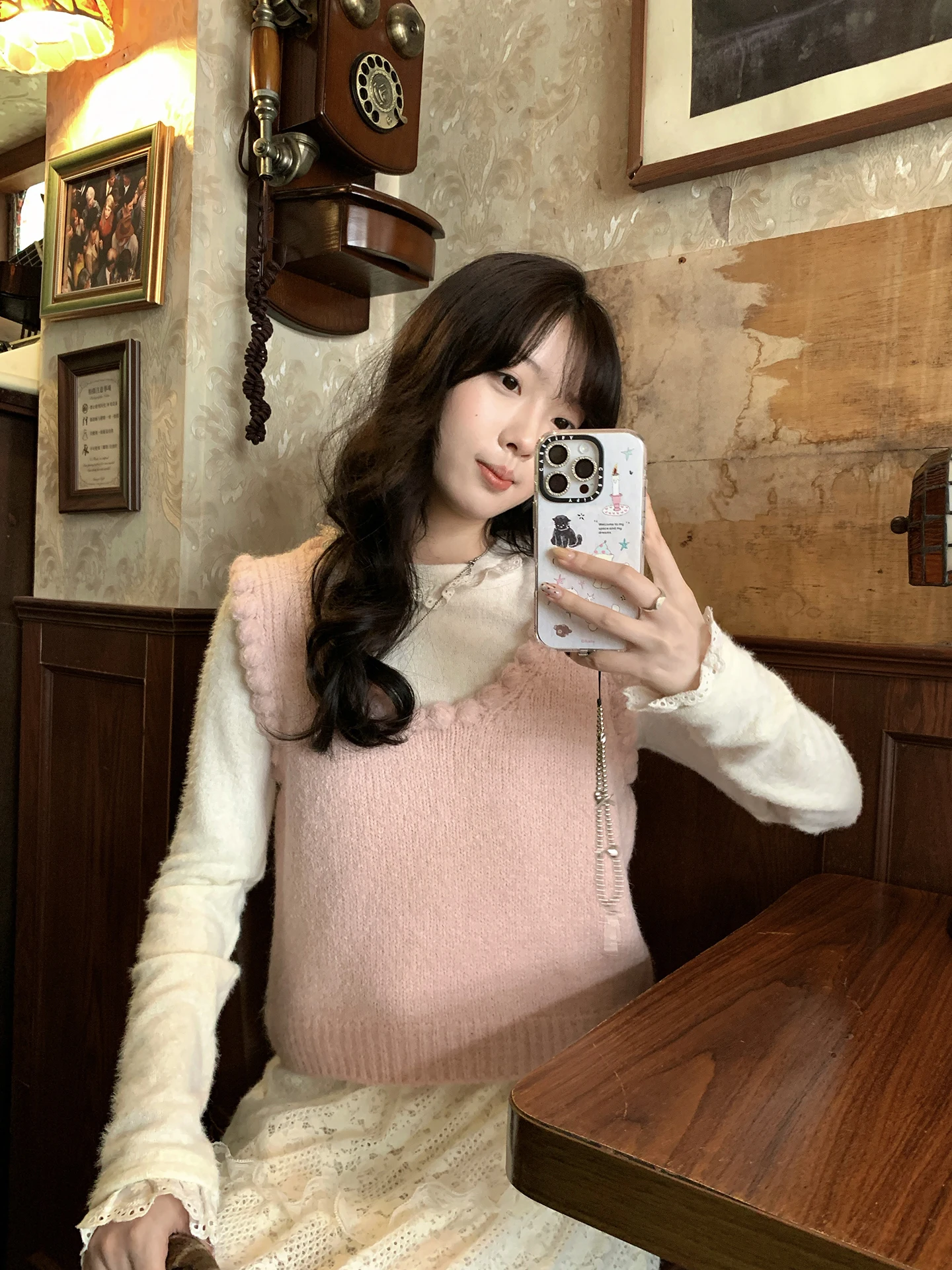 

Sweet Korean Sle Knitted Vest Holli Women's Sweater Autumn Winter New Arrival Layering Faionable Retro Design