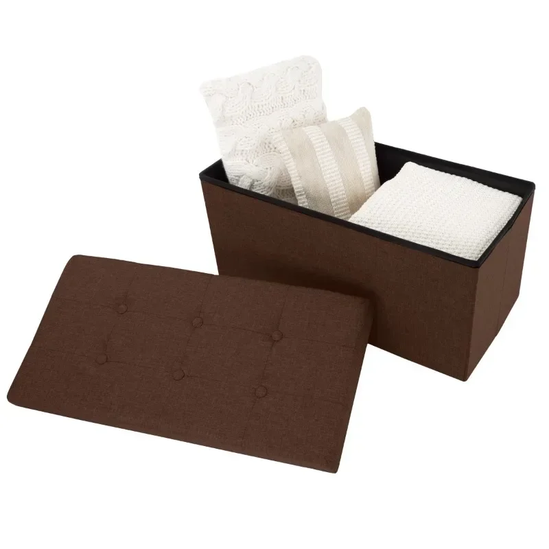 مقعد تخزين قابل للطي مقاس 30 بوصة مع صندوق تخزين قابل للإزالة (بني)