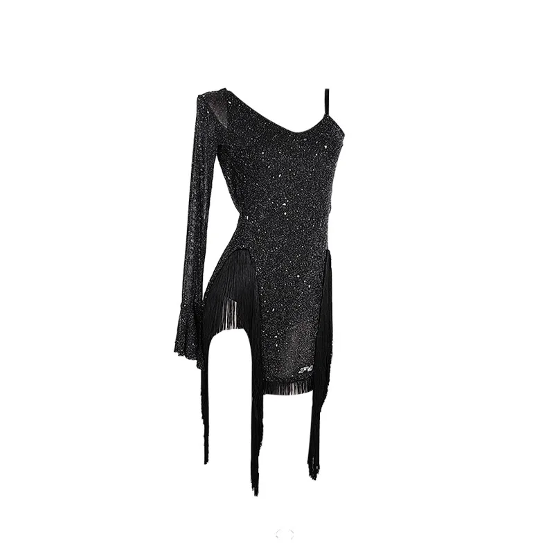 Nieregularna damska sukienka z odkrytymi plecami w kształcie lotosu sukienka do tańca latynoskiego kobieca tkanina do tańca latynoskiego kostium do tańca brzucha Tango