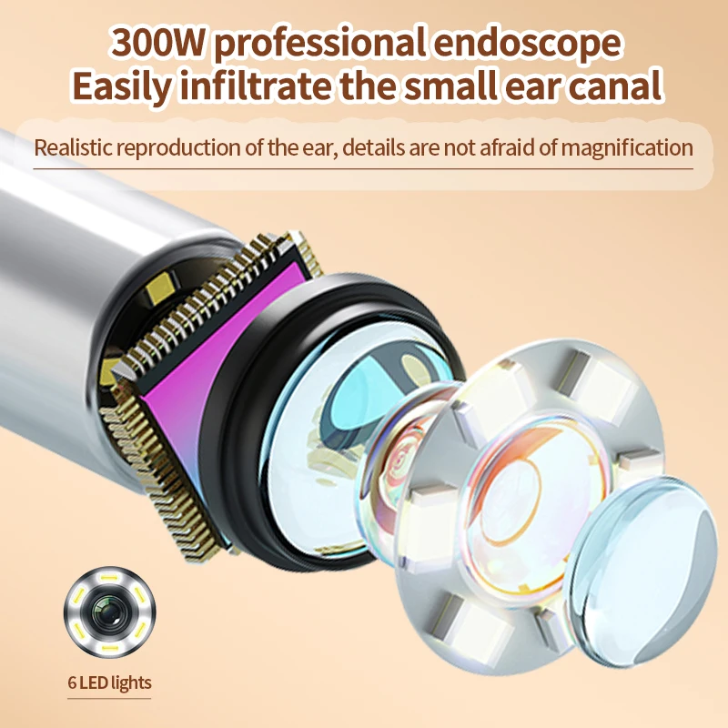 Visual Ear Spoon, Wireless Visual Silicone Ear Spoon Safe Endoscope Earpick with 3 Camera Otoscope Ear Cleaner For Kids Adults image 3