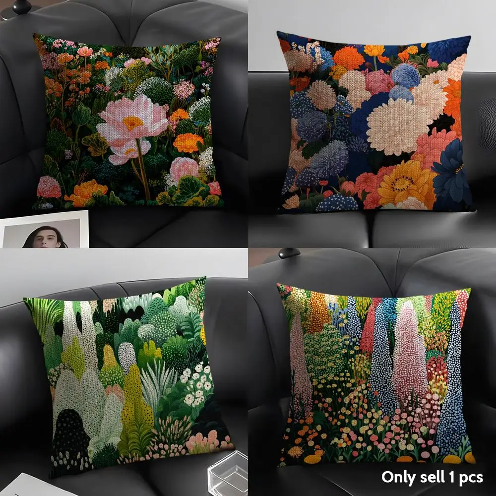 Tokyo National Museum of Art Cushion Cover Natural Linen Organic Fabric Double-Sided Printing Breathable Perfect Gift for Decor
