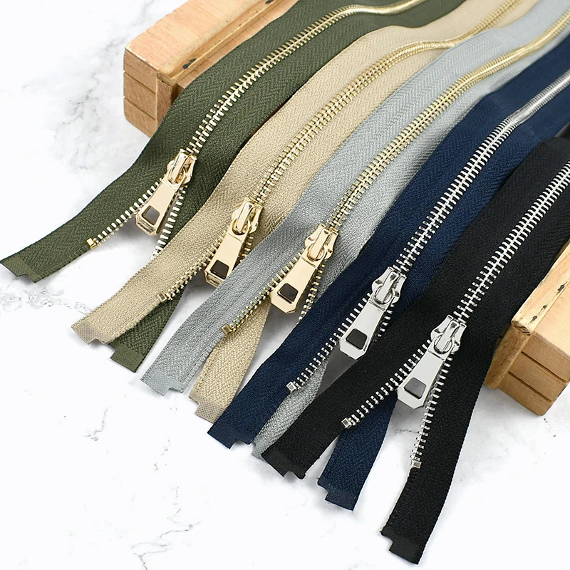 35-85cm 5# Metal Zippers for Bags 1/2Pcs Sewing Repair Zip Closures Gold Sliver Teeth Open-End Zipper Clothes Zips Replacement