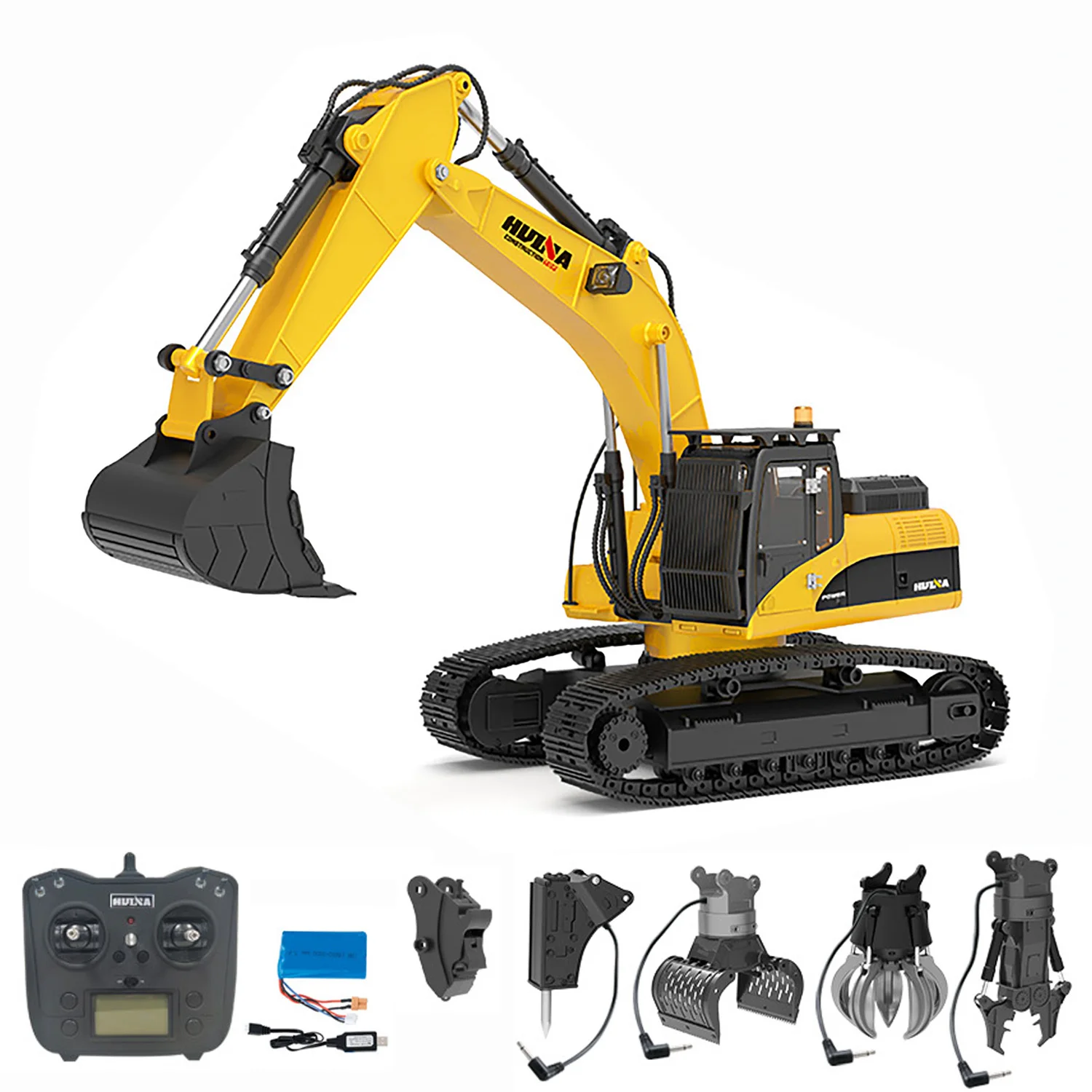 HUINA 新しいアップグレード 580 1/14 金属掘削機モデルエンジニアリング車両電気ボールグラバー 360 回転せん断爪サウンドライト