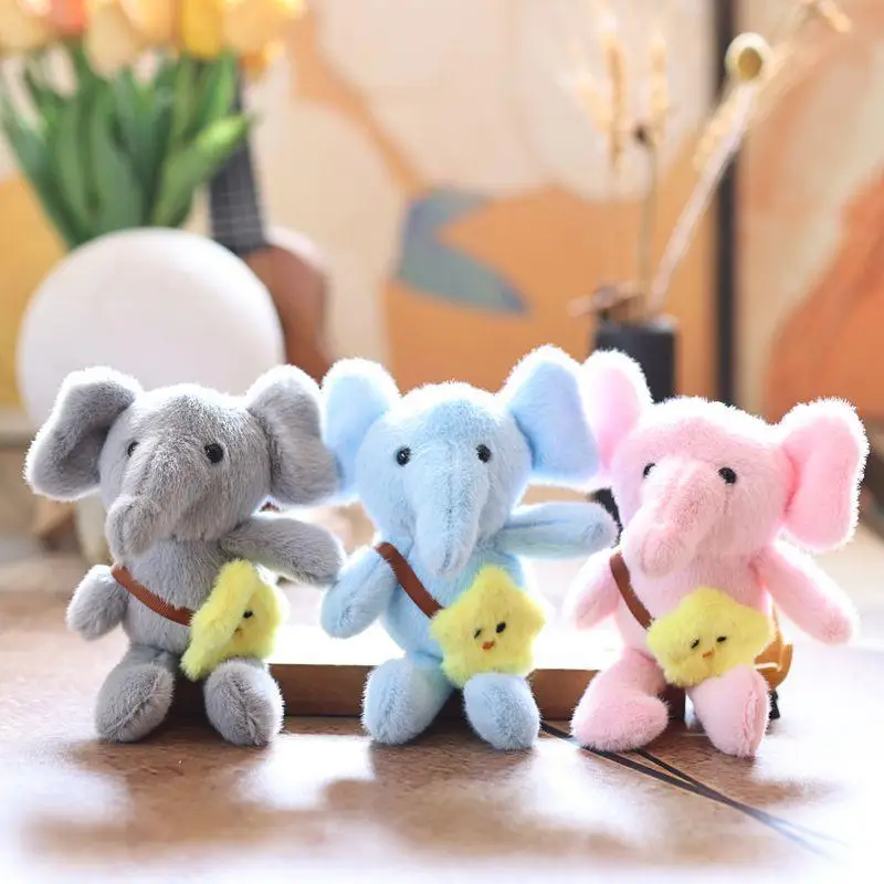 

1Pcs Cute Star Elephant Keychain Bookbag Pendant Plush Toy Birthday Christmas Gift Small Animal Key Ring