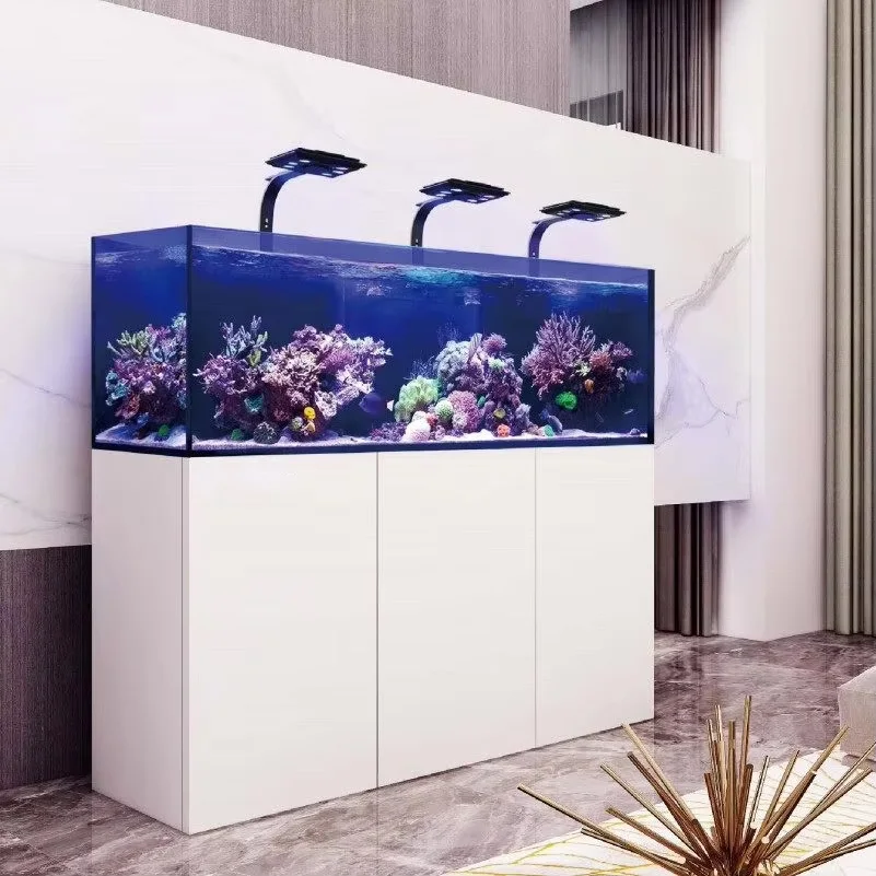 Modern Luxury Seawater Aquarium Set Silent WiFi Smart Control Cabinet-style Integrated Power Box Anti-Corrosion Frame Fish
