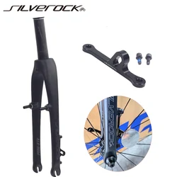 SILVEROCK MINI-01V Carbon Fork, 20 22 Inch 406, 451 V Brake, 74mm Caliper Disc, Flat Mount for Folding Bikes, Tyrannosaurus P8