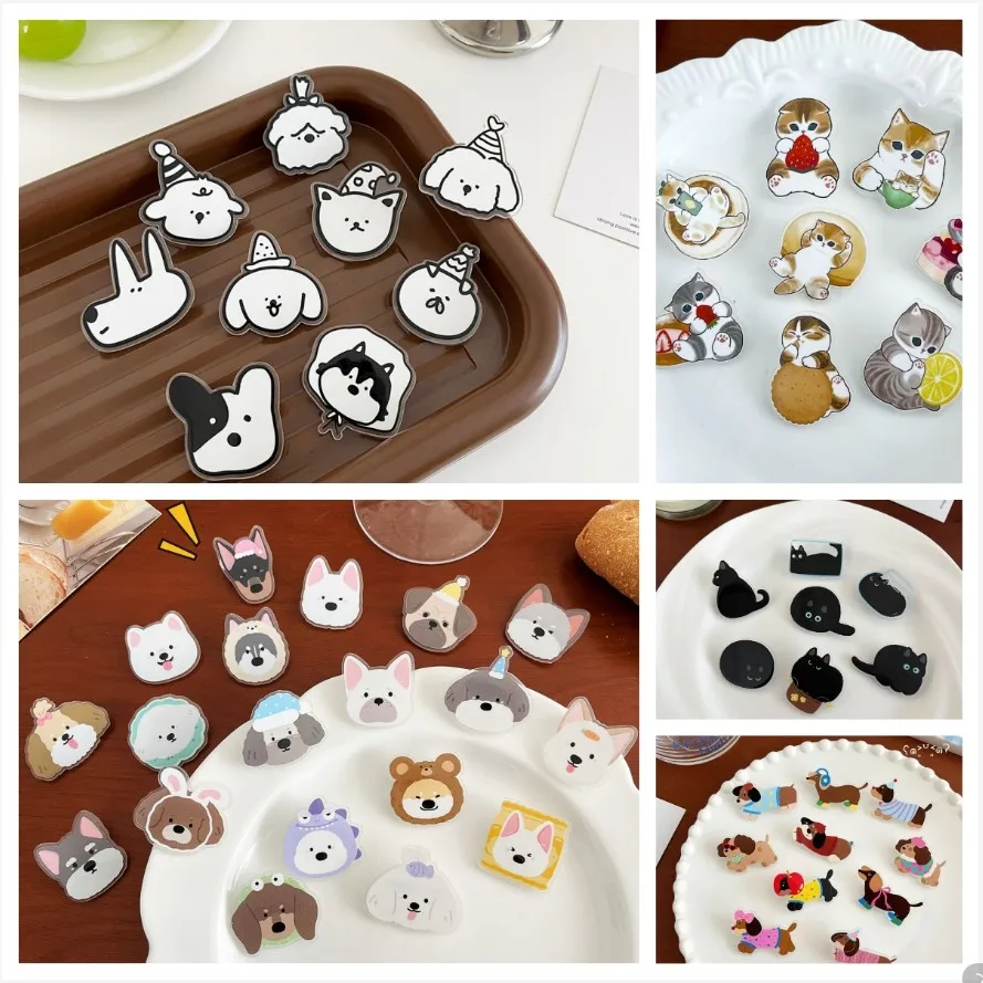 

Cartoon acrylic brooch puppy kitten brooch bag decoration Bag accessories