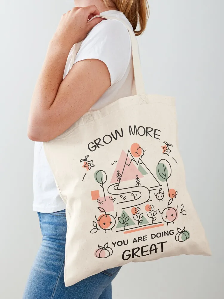 Stardew Valley inspired cute Junimos, Grow more you are doing great Tote Bag reusable shopping bag personalized tote