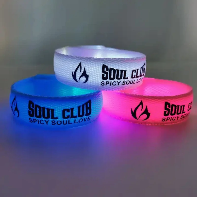 DDJOY Custom Printing ID LED Wrist Band for Night Club , Glowing Light UP in the Dark Wristbands for Events