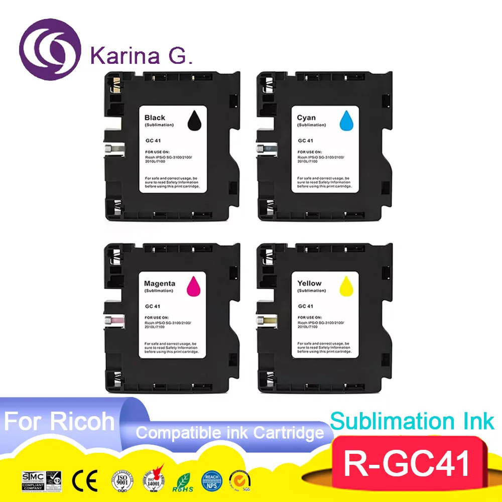 

Sublimation ink cartridge Compatible for GC41 Suit for For Ricoh SG 3110DNw/3110SFNw/3100SNw/2100N/3110DN/7100DN etc.