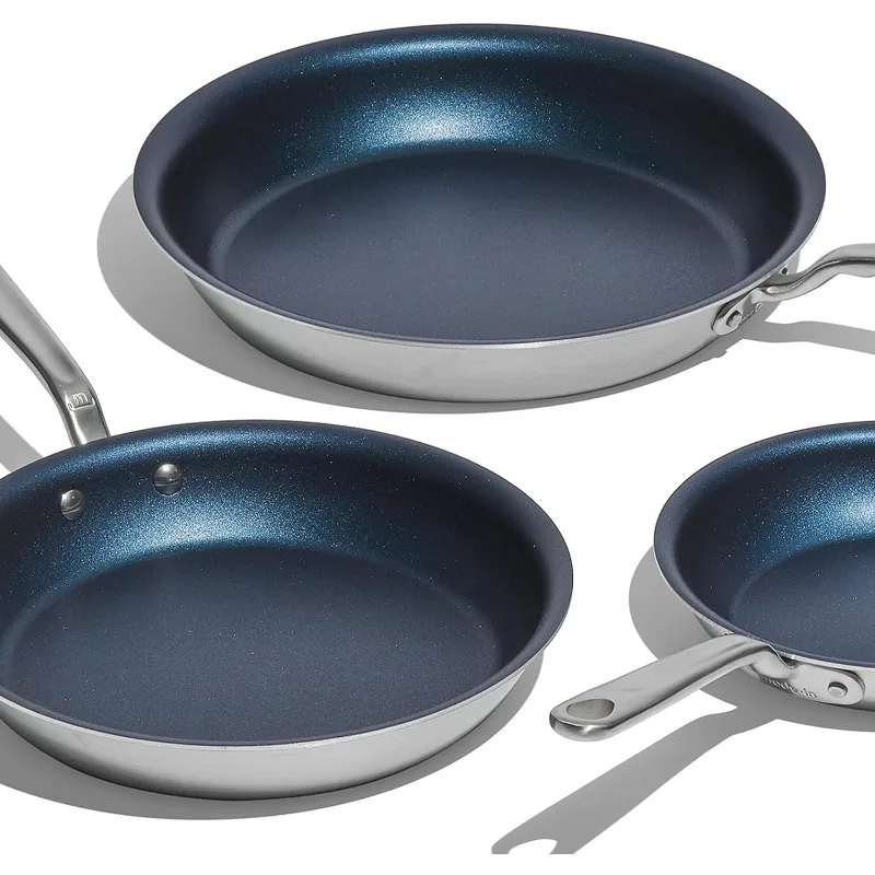 Non Stick 3 Piece Frying Pan Set (Includes 8