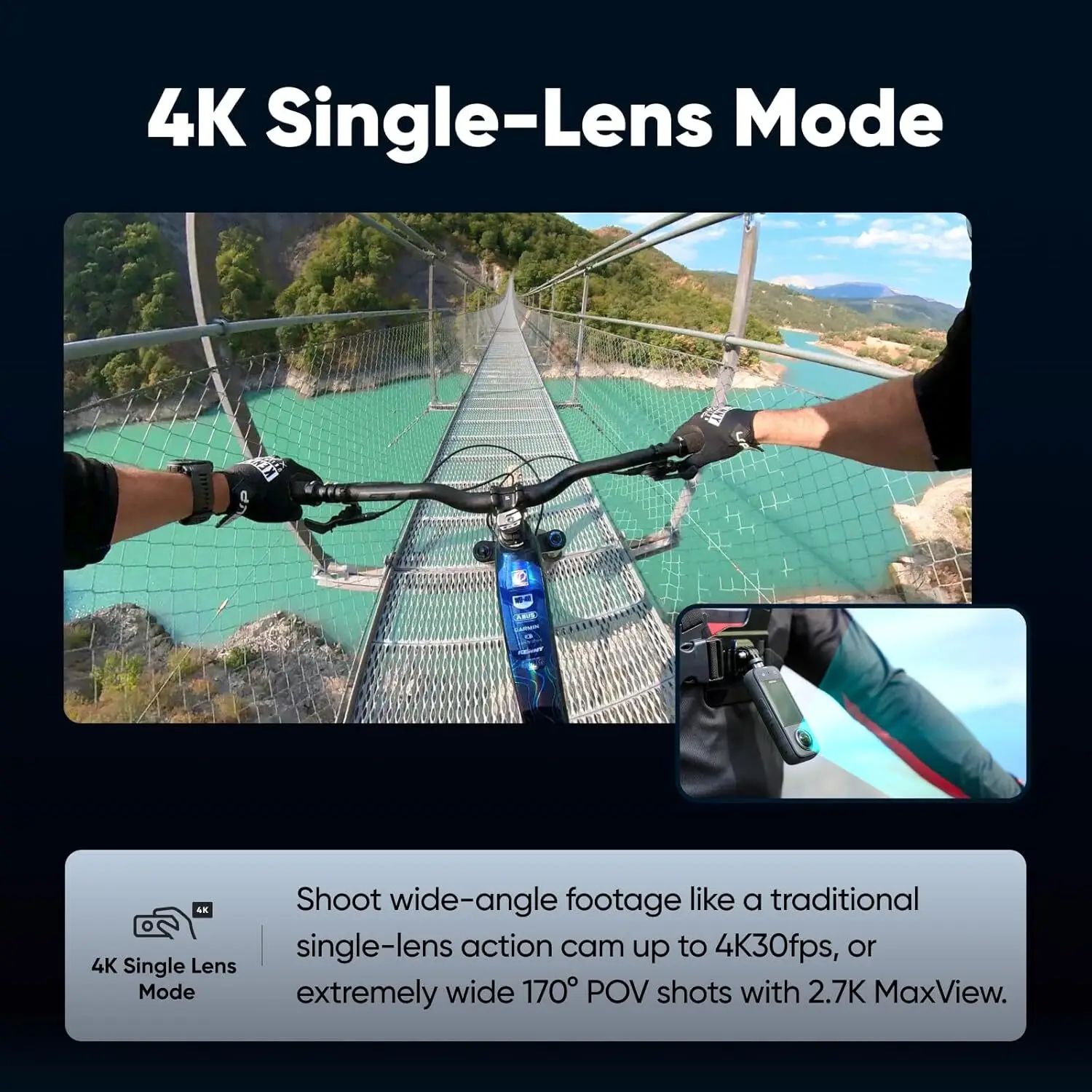 Kamera aksi 360 tahan air dengan sensor 1/2 "48MP, 5.7K 360 Video HDR aktif, foto 360 72MP