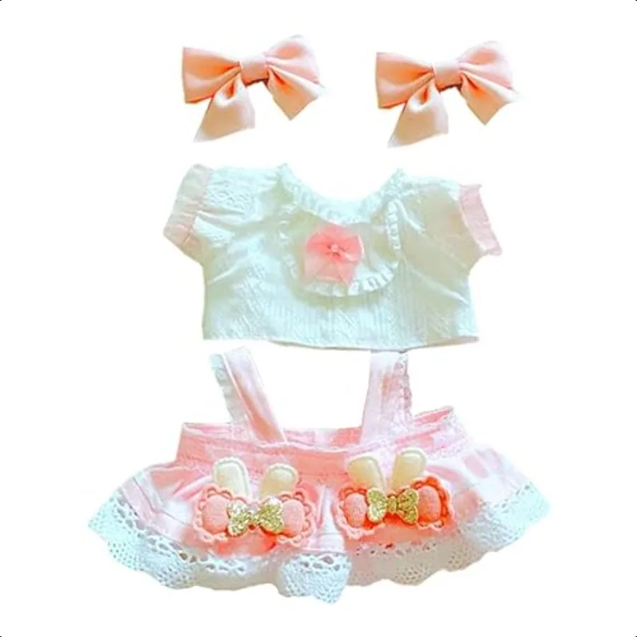 

niannyyhouse 20cm Plush Doll Clothes Pink Headwear Shirt Skirt 8in Soft Stuffed Plush Toy Dr Up