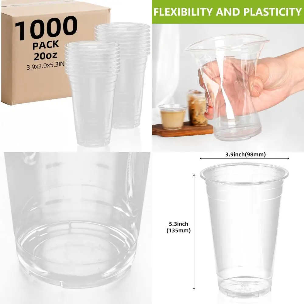 

Extra Thick Disposable Clear Plastic Cups, 1000 Count, 98mm x 13mm, BPA-Free PET Cups, Bulk Pack for Events
