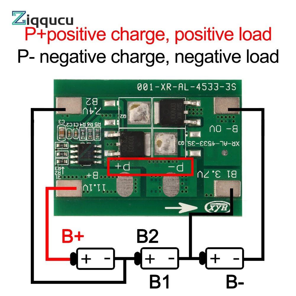 3S 12V 7A 18650 Lithium Battery Protection Board BMS Li-ion Charger Protection Module Anti-Overcharge Over-Discharge