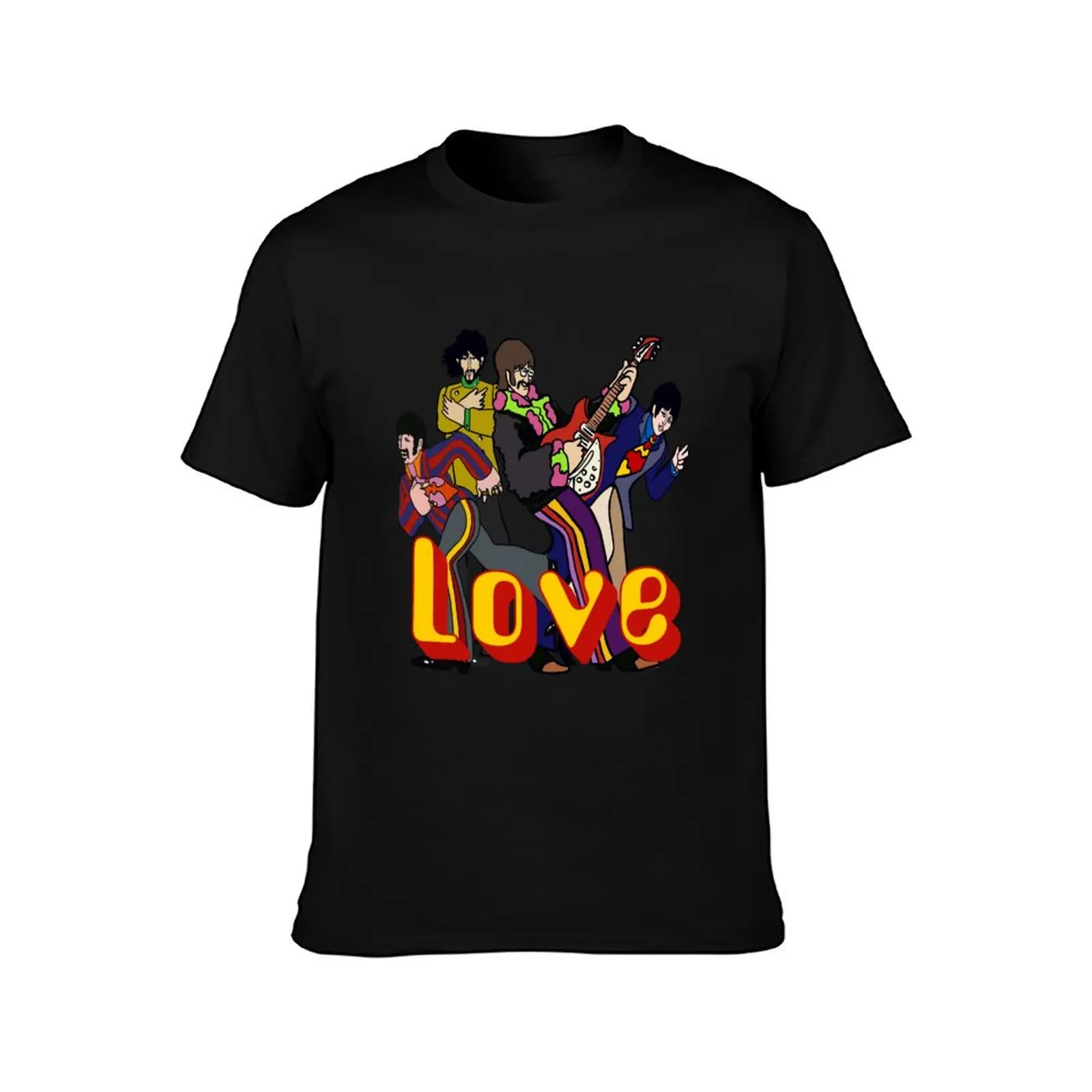Vintage Fab Sixties Cartoon Pepper Love Band T-Shirt Casual Street Style Short Sleeve Tee T-Shirt
