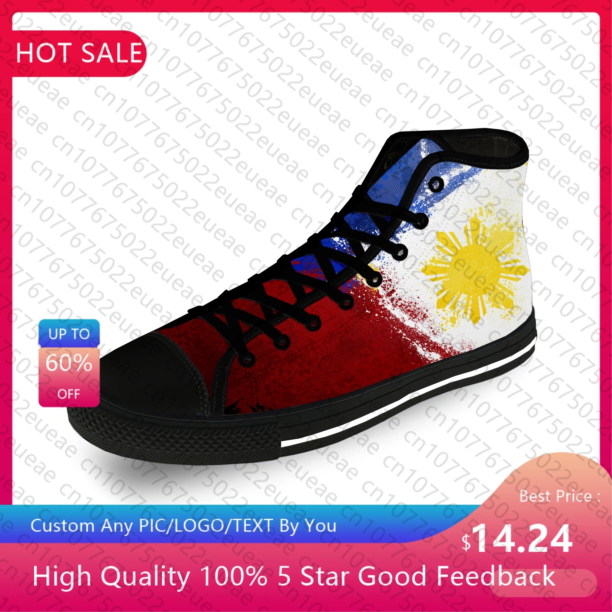 

Модные популярные тканевые кроссовки с флагом Филиппин, модные холщовые кроссовки с высоким верхом и 3D принтом для мужчин и женщин, легкие дышащие кроссовки