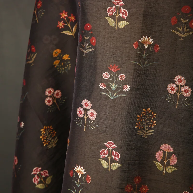 Digital Printing Floral Brocade Cotton Fabric Elegant Cheongsam Dress Clothing Handmade Sewing Fabric