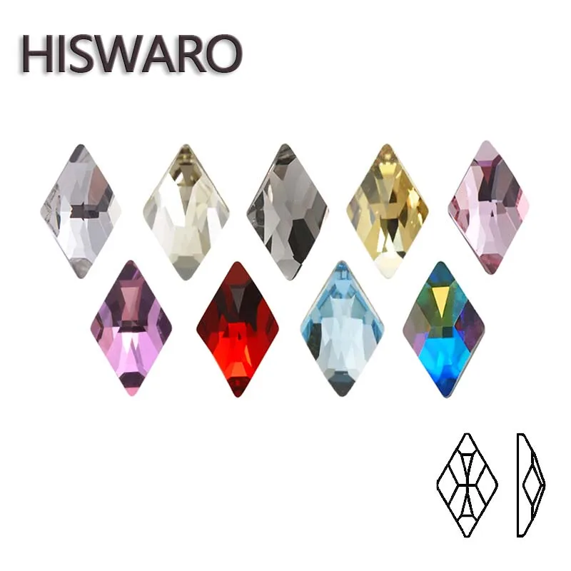 

HISWARO K9 Glass Rhombus Korean Fashion 3D Nails Art Rhinestone Flatback Pixie Crystal Stones for DIY Nail Garment Decoration