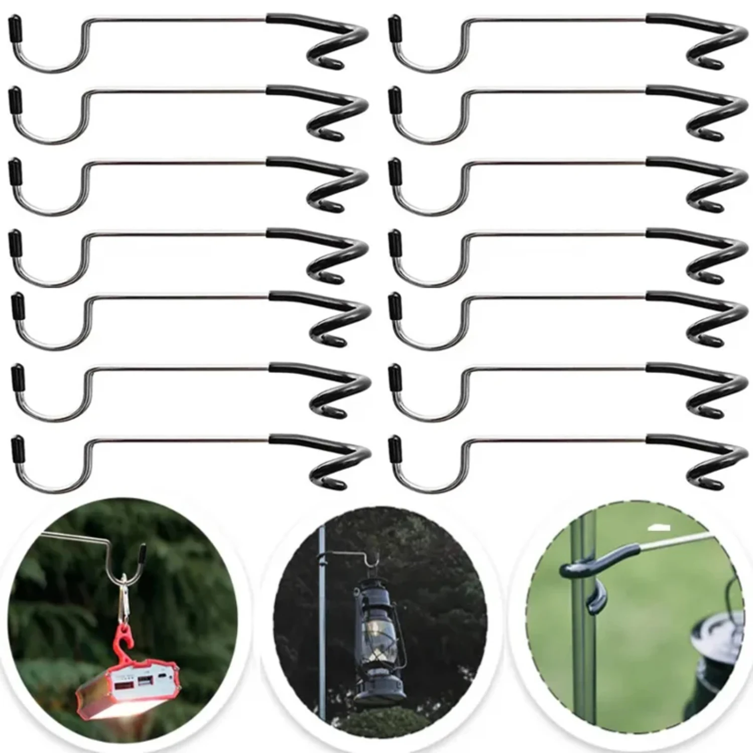 Camping Light Pole Hook Stainless Steel Tent Pole Lamp Hook Multifunctional Outdoor Camping Light Stand Hook Camping Equipment